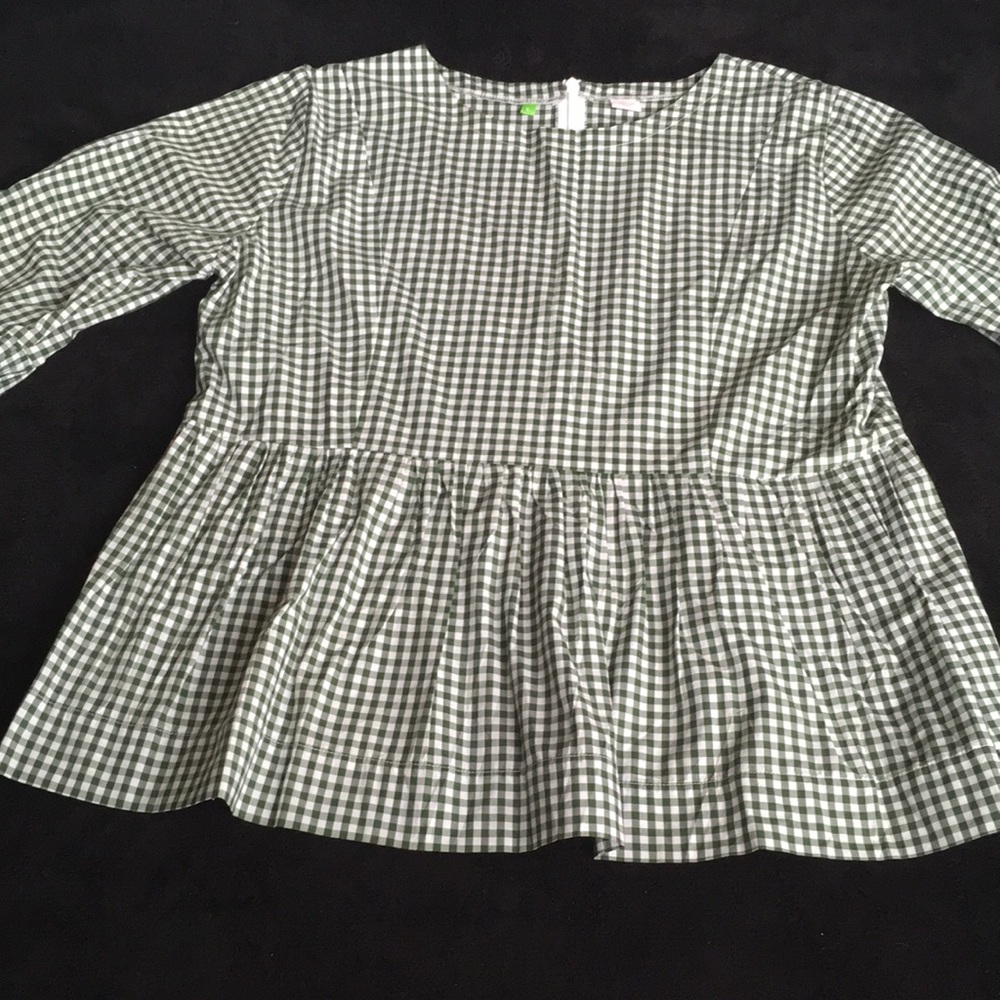 Green and White Plaid Checkered Smock Shirt - Picture 8 of 15